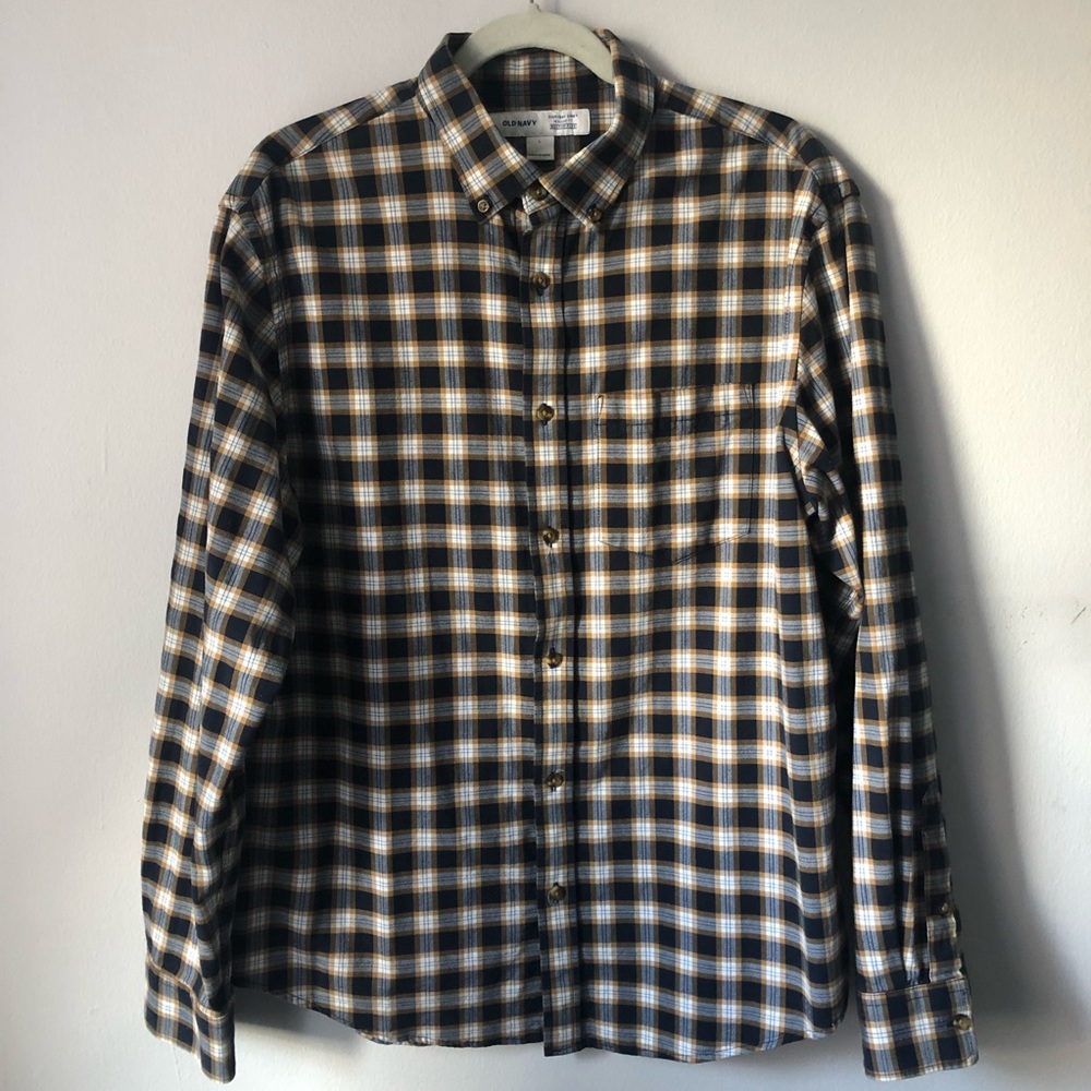 Old Navy Mens Plaid Button Down (yellow detailing)